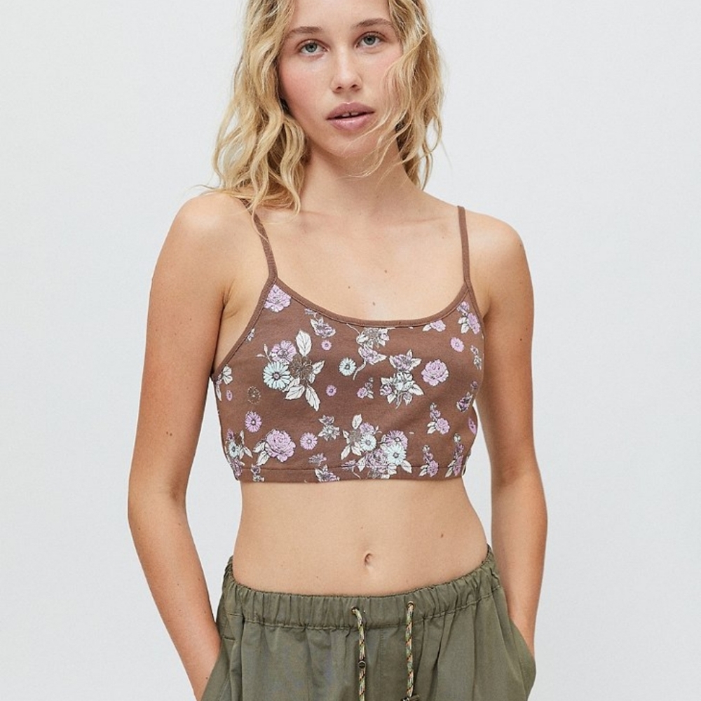 Urban Outfitters Floral Crop Cami Brown Size M L